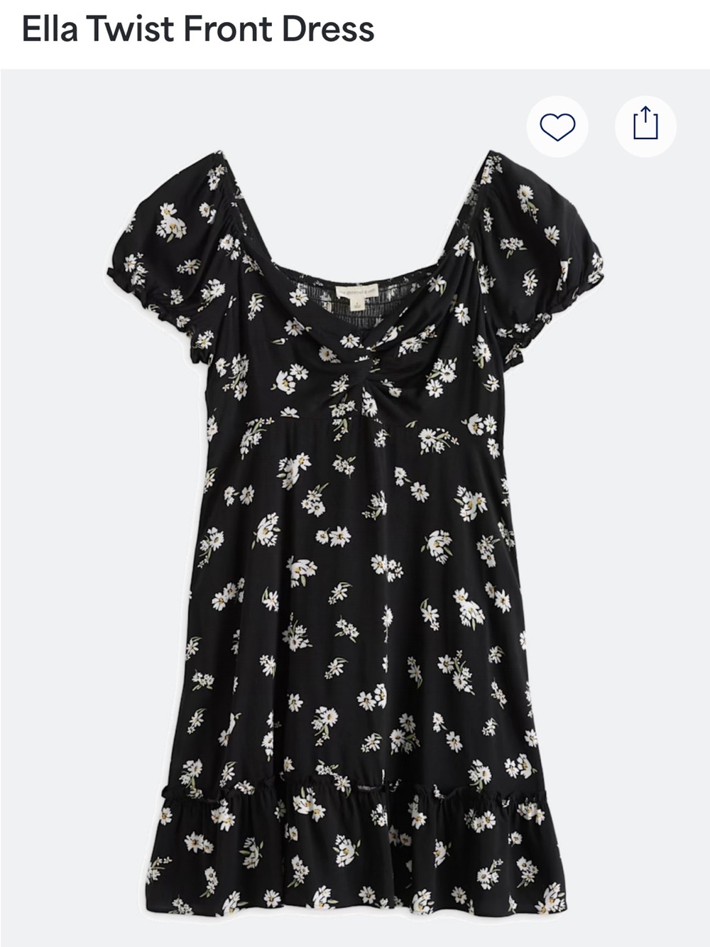 Ella Twist-Front Black Floral Short Dress